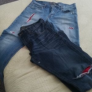 AE Mens jeans 32x34 custom patched bundle
